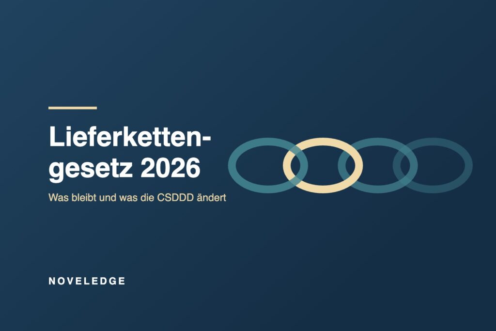 Lieferkettengesetz 2026: Kette aus vier Gliedern, ein Glied hervorgehoben – was bleibt und was die CSDDD ändert